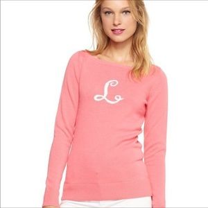 Lilly Pulitzer Pink Initial L Sweater Small